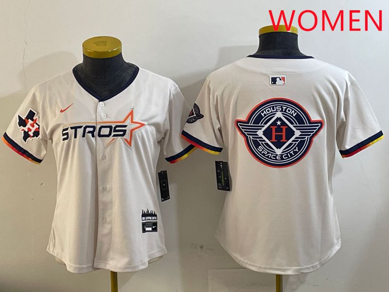 Women Houston Astros Blank Cream Three generations Joint Name 2025 Nike MLB Jersey style 41026->youth mlb jersey->Youth Jersey